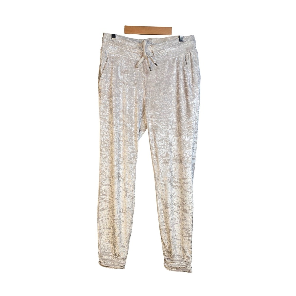 Lululemon Ready to Rulu Velvet Joggers Womens 6 Silver Crushed Athleisure Lounge